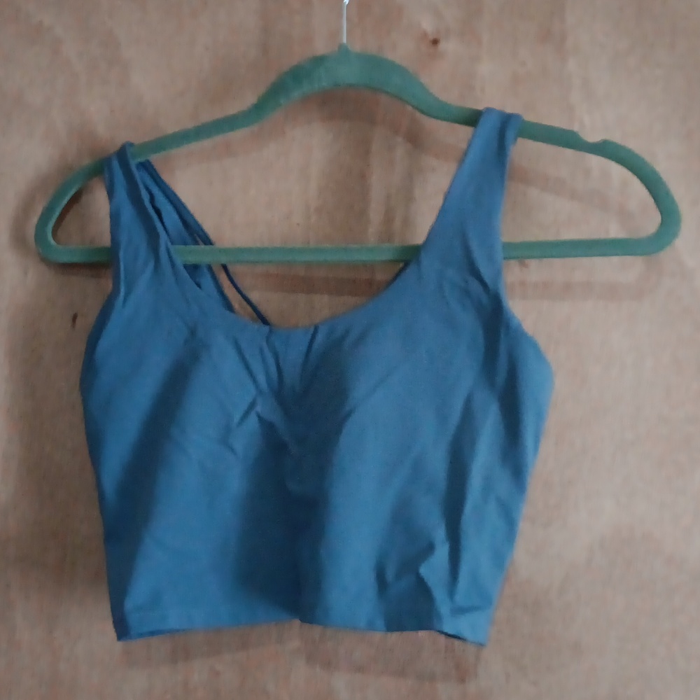 Blue Cropped Tank Top with Build-In Bra in Size Small